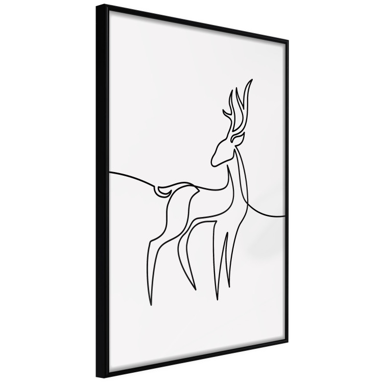 Wall Poster Inquisitive Fawn - abstract line art of a deer on a light gray background 130739 additionalImage 13