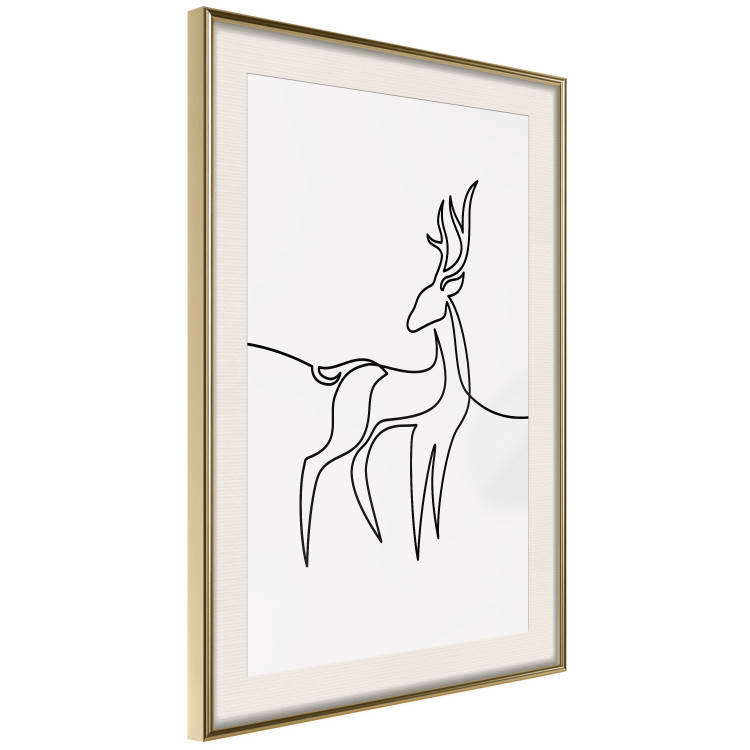 Wall Poster Inquisitive Fawn - abstract line art of a deer on a light gray background 130739 additionalImage 3