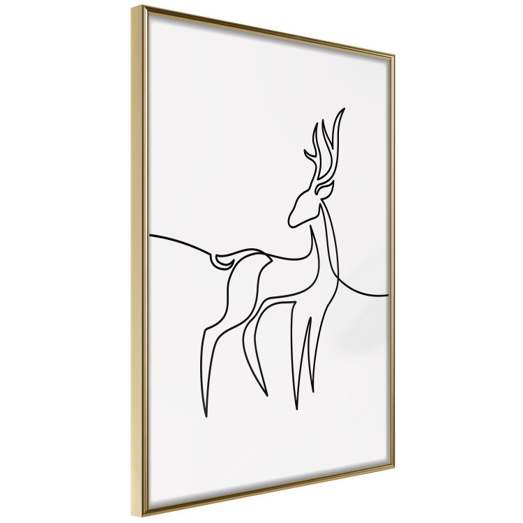 Wall Poster Inquisitive Fawn - abstract line art of a deer on a light gray background 130739 additionalImage 12