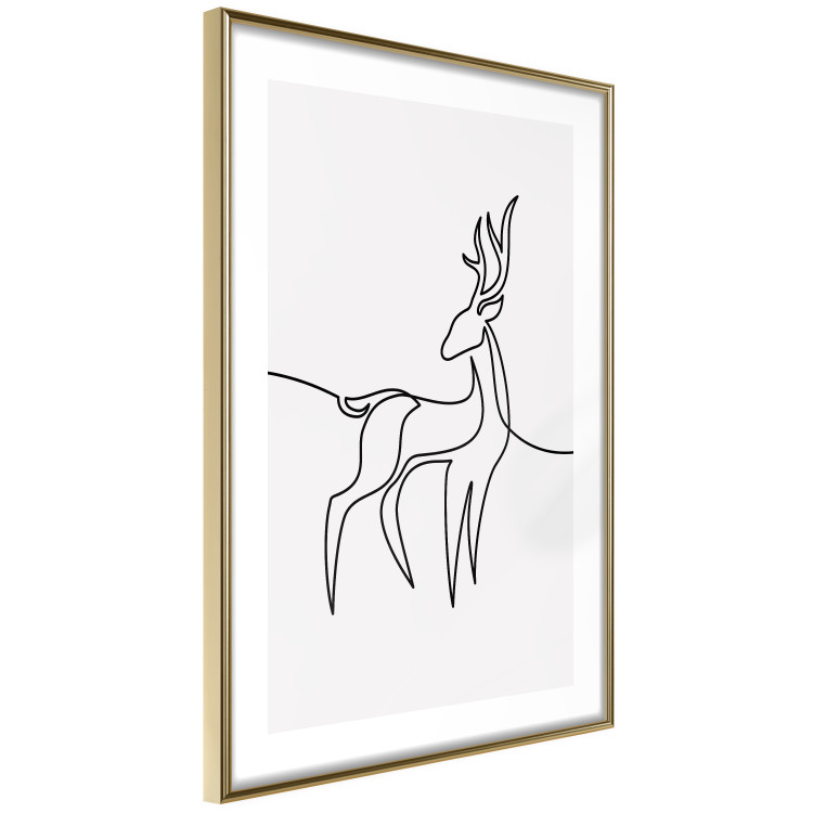 Wall Poster Inquisitive Fawn - abstract line art of a deer on a light gray background 130739 additionalImage 7