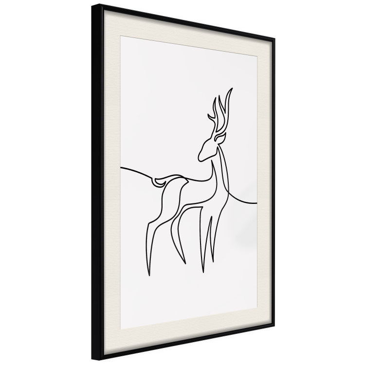 Wall Poster Inquisitive Fawn - abstract line art of a deer on a light gray background 130739 additionalImage 2