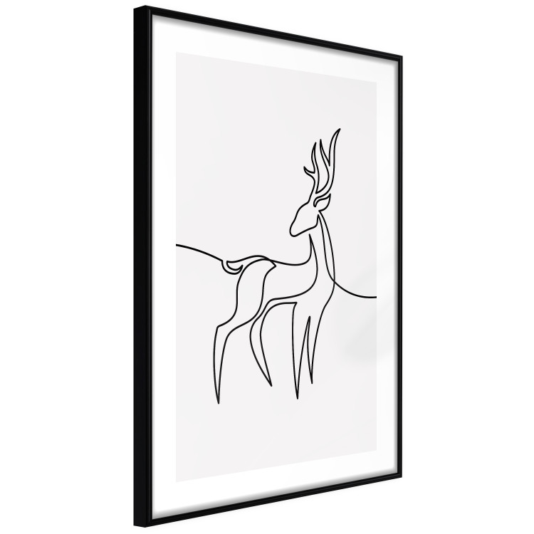 Wall Poster Inquisitive Fawn - abstract line art of a deer on a light gray background 130739 additionalImage 6