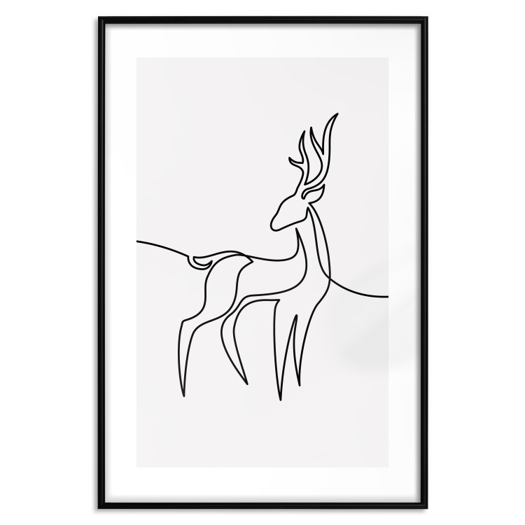 Wall Poster Inquisitive Fawn - abstract line art of a deer on a light gray background 130739 additionalImage 15
