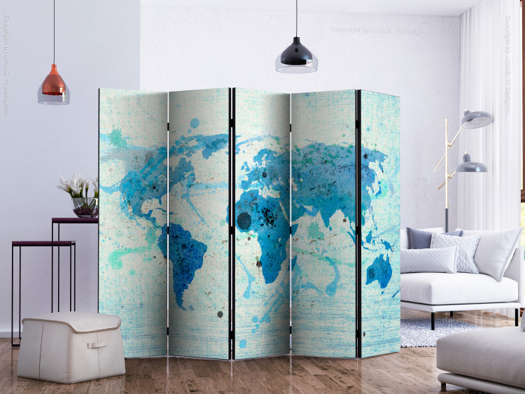 Room Separator Cruising and sailing - The World map II (5-piece) - world map 132639 additionalImage 2