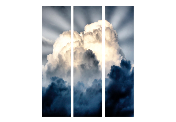 Folding Screen Rays in the Sky (3-piece) - bright sun amidst stormy clouds 132939 additionalImage 3