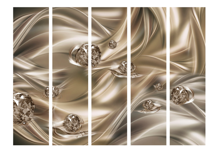 Folding Screen Velvet Kiss II (5-piece) - luxurious background with golden diamonds 133039 additionalImage 3