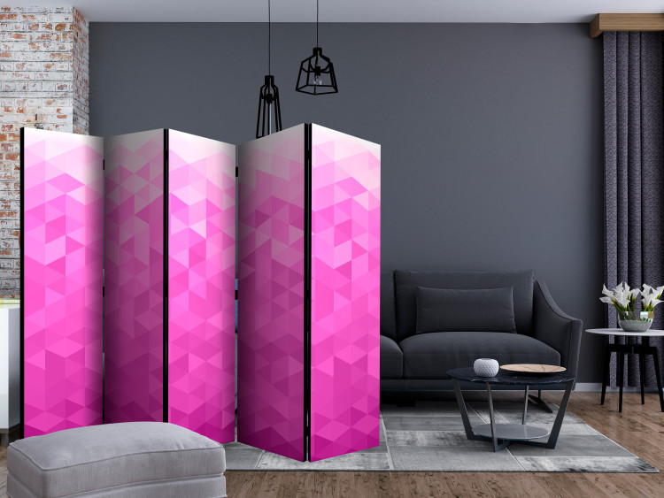 Room Divider Pink Pixel II (5-piece) - unique mosaic in a geometric pattern 133439 additionalImage 4