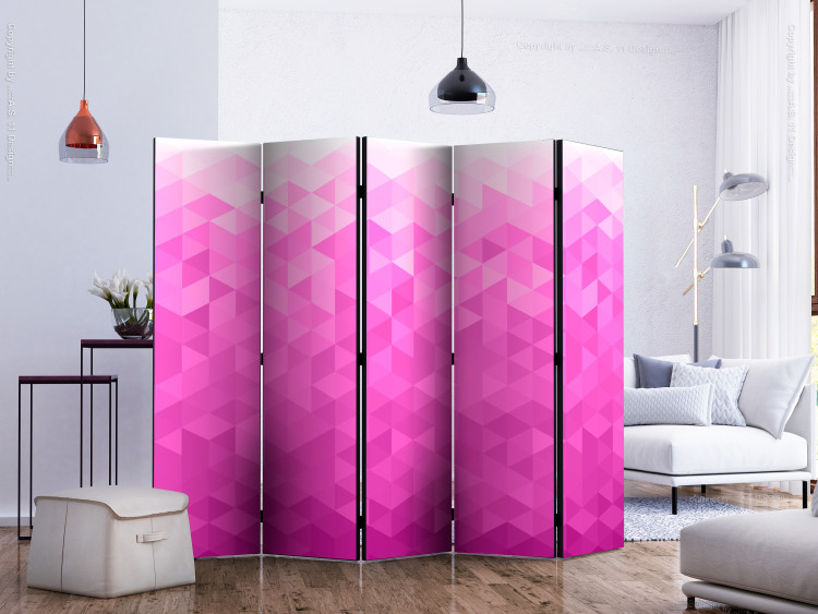 Room Divider Pink Pixel II (5-piece) - unique mosaic in a geometric pattern 133439 additionalImage 2