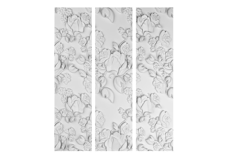 Room Divider White Ornament: Roses (3-piece) - composition with floral motif 133539 additionalImage 3