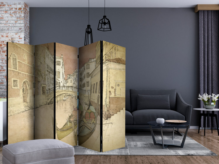Room Divider Screen Gondolas in Venice II - city architecture and boats in a retro motif 133739 additionalImage 4