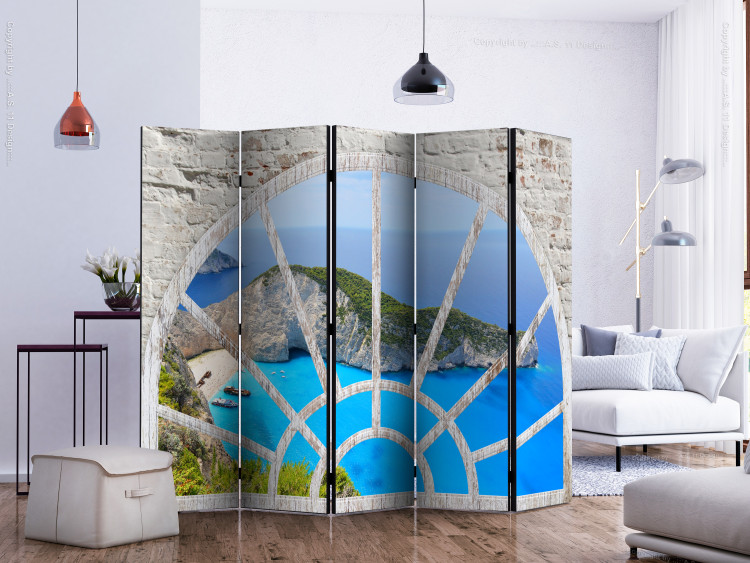 Folding Screen Look at Dream Island II - view from the window of the blue ocean and rocks 134039 additionalImage 2