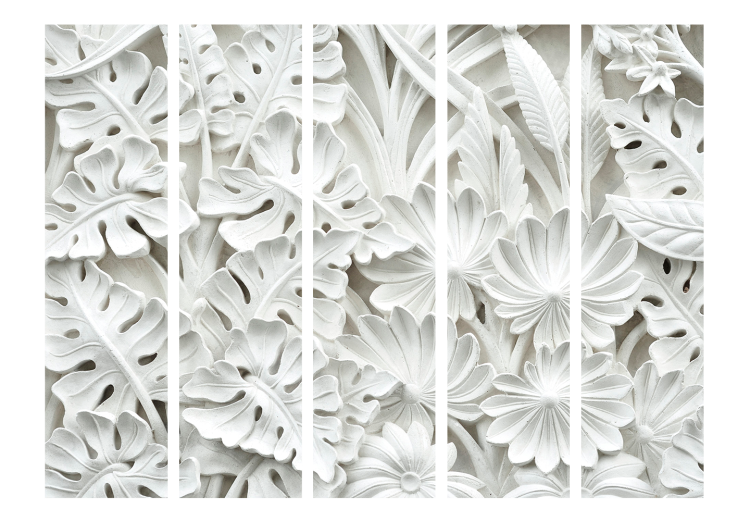 Room Separator Artistry of Nature II (5-piece) - white composition of floral ornaments 134339 additionalImage 3