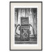 Poster Retro Dream - black and white composition with a phone on wooden planks background 137239 additionalThumb 17