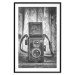 Poster Retro Dream - black and white composition with a phone on wooden planks background 137239 additionalThumb 10