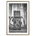 Poster Retro Dream - black and white composition with a phone on wooden planks background 137239 additionalThumb 9