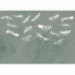 Wall Mural In flight - white feathers carried by the wind on an olive background with pattern 142639 additionalThumb 5