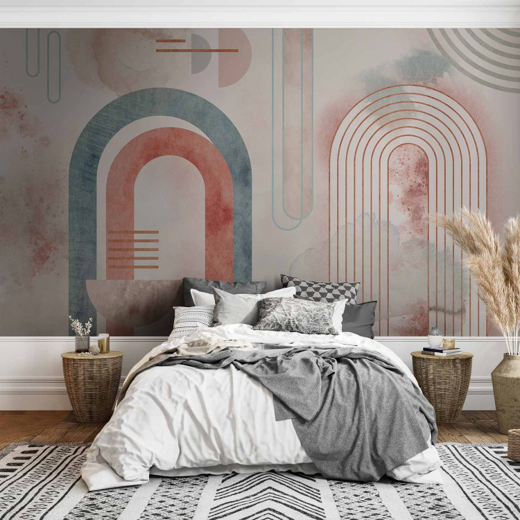 Wall Mural Abstraction - geometric background in shades of blue and red 144039 additionalImage 2