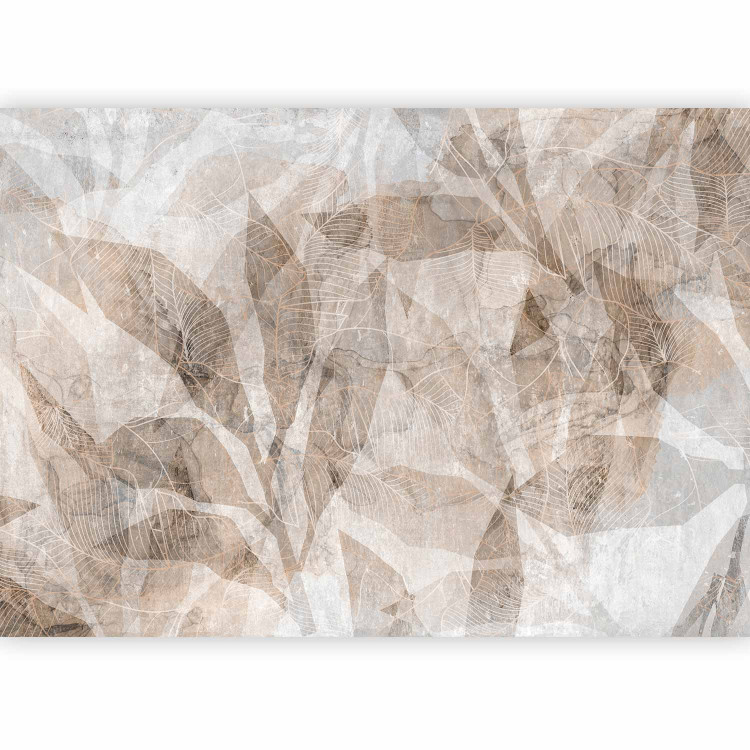 Wall Mural Shadow abstraction - interlaced shapes and leaf outline - beige 144739 additionalImage 1