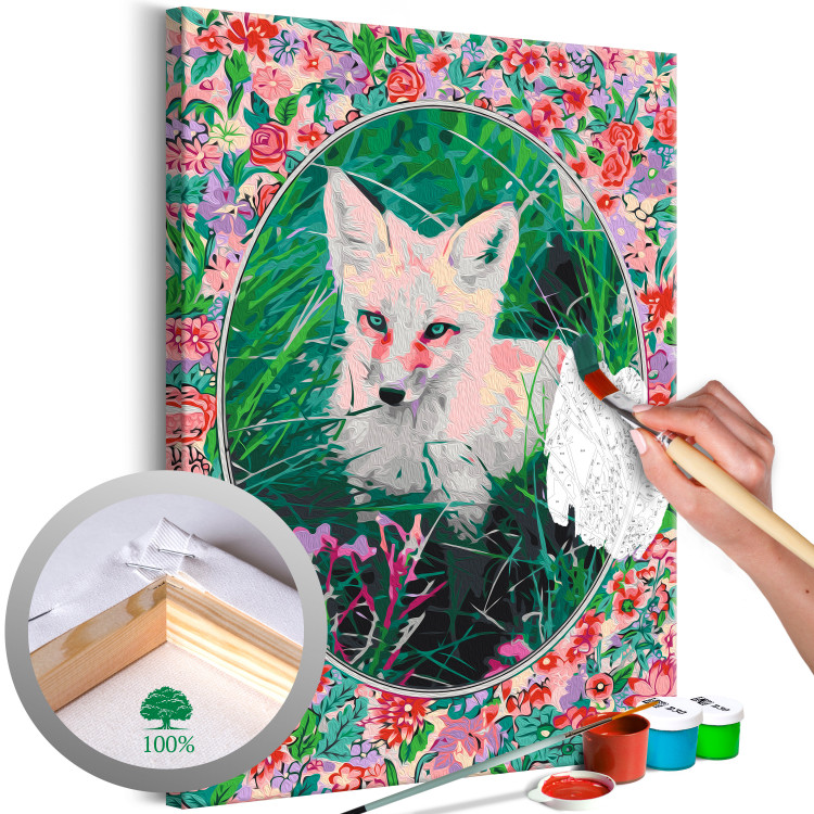 Paint by Number Kit Fairy-Tale Fox - Portrait of a Wild Animal among Grasses and Flowers 146539
