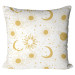 Decorative Microfiber Pillow Moon and flowers - composition in shades of yellow and white cushions 146739