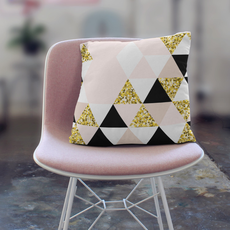 Decorative Microfiber Pillow Golden kaleidoscope - an abstract geometric glamour composition cushions 146839 additionalImage 5