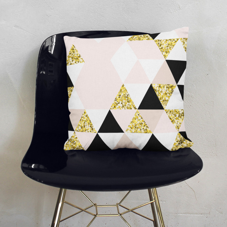 Decorative Microfiber Pillow Golden kaleidoscope - an abstract geometric glamour composition cushions 146839 additionalImage 3