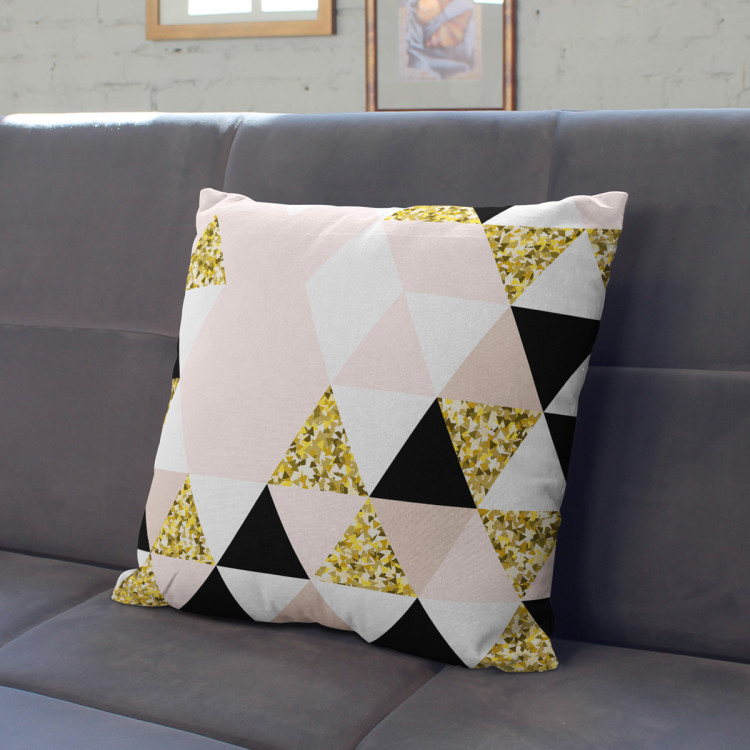 Decorative Microfiber Pillow Golden kaleidoscope - an abstract geometric glamour composition cushions 146839 additionalImage 4