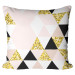 Decorative Microfiber Pillow Golden kaleidoscope - an abstract geometric glamour composition cushions 146839