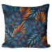 Decorative Microfiber Pillow Mysterious bushes - blue and orange leaf motif cushions 146939
