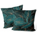 Decorative Velor Pillow Night jungle - a botanical composition with allocasia leaves and gold 147039 additionalThumb 3