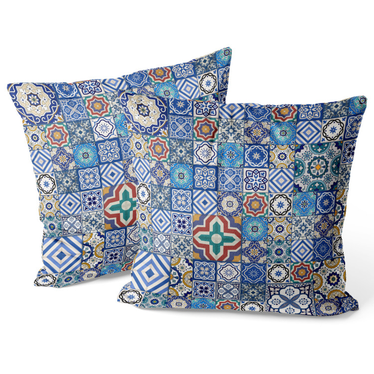 Decorative Velor Pillow Blue connections - a motif inspired by patchwork ceramics 147139 additionalImage 3