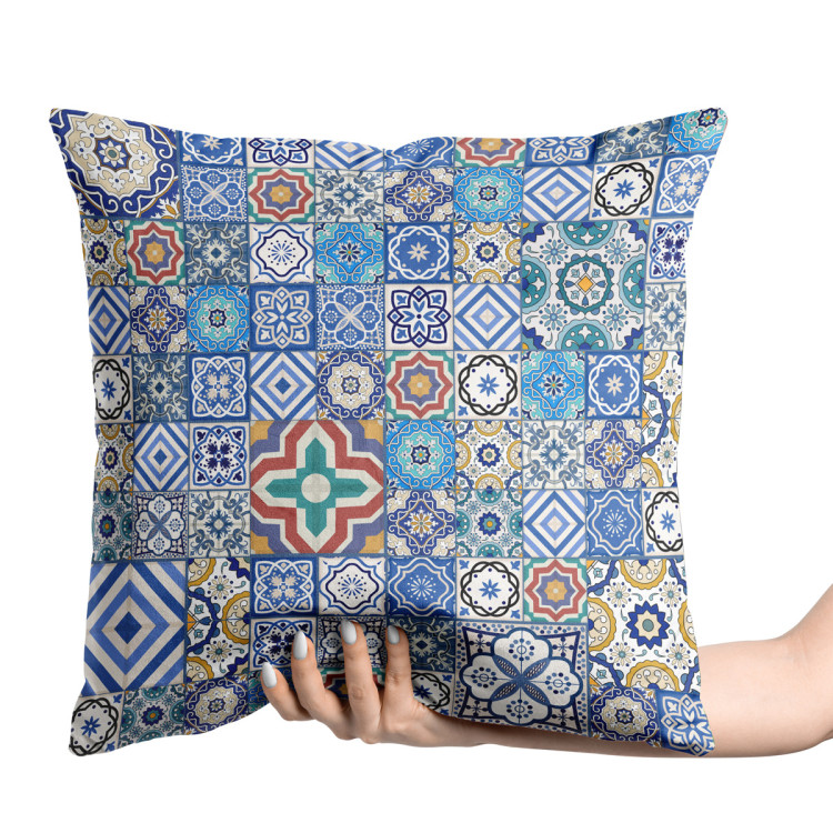 Decorative Velor Pillow Blue connections - a motif inspired by patchwork ceramics 147139 additionalImage 2