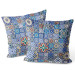 Decorative Velor Pillow Blue connections - a motif inspired by patchwork ceramics 147139 additionalThumb 3