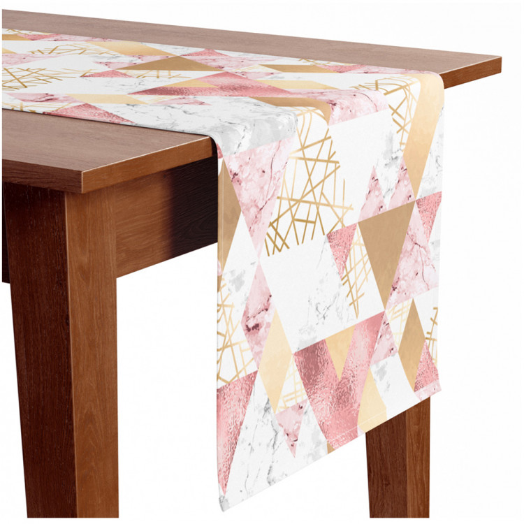 Table Runner Geometric patchwork - design with triangles, marble and gold pattern 147239