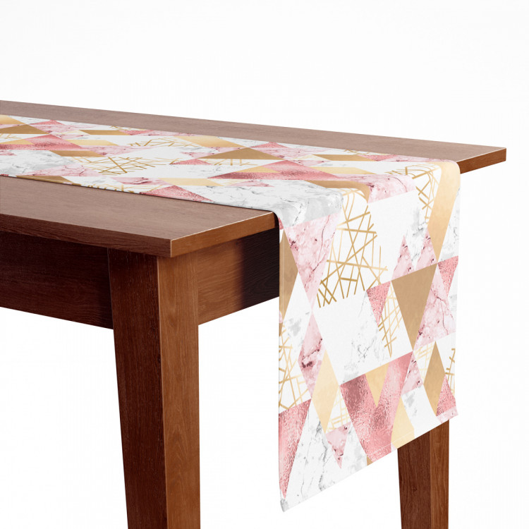 Table Runner Geometric patchwork - design with triangles, marble and gold pattern 147239 additionalImage 5