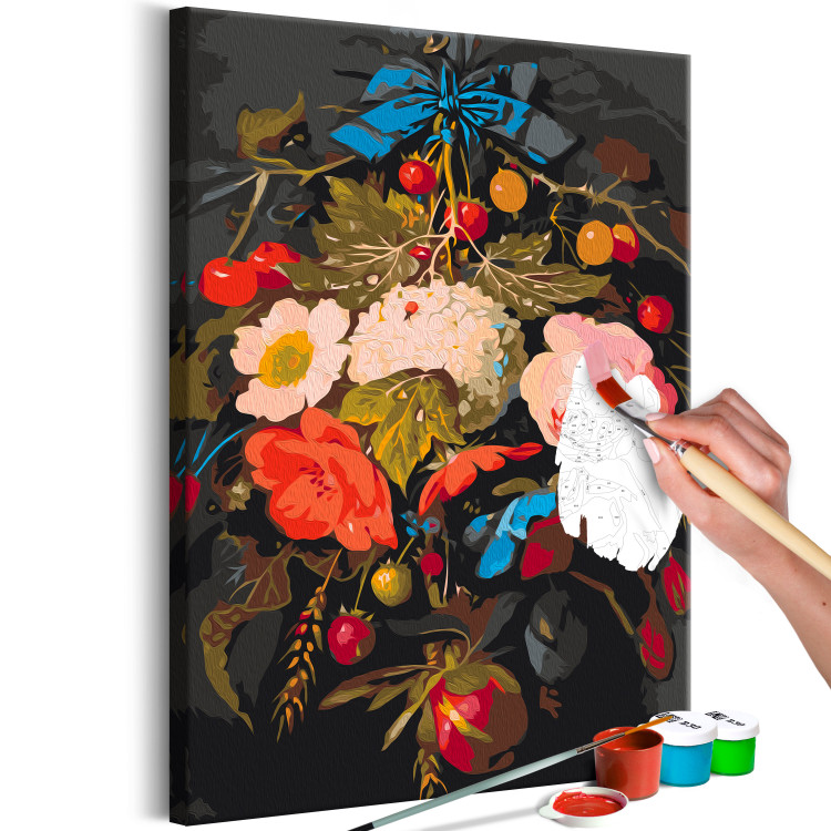 Paint by Number Kit Summer Bouquet - Colorful Flowers with Fruit on a Dark Background 147339 additionalImage 5