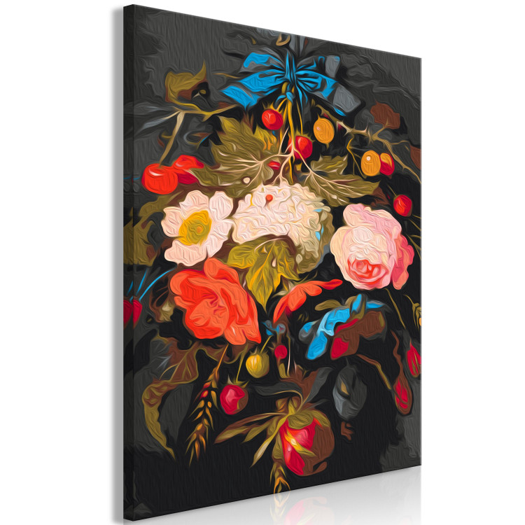 Paint by Number Kit Summer Bouquet - Colorful Flowers with Fruit on a Dark Background 147339 additionalImage 6