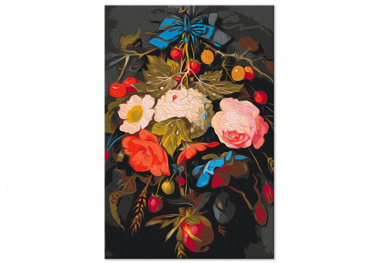 Paint by Number Kit Summer Bouquet - Colorful Flowers with Fruit on a Dark Background 147339 additionalImage 3