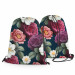 Backpack Peonies in bloom - floral, vintage style print, dark green background 147639 additionalThumb 3