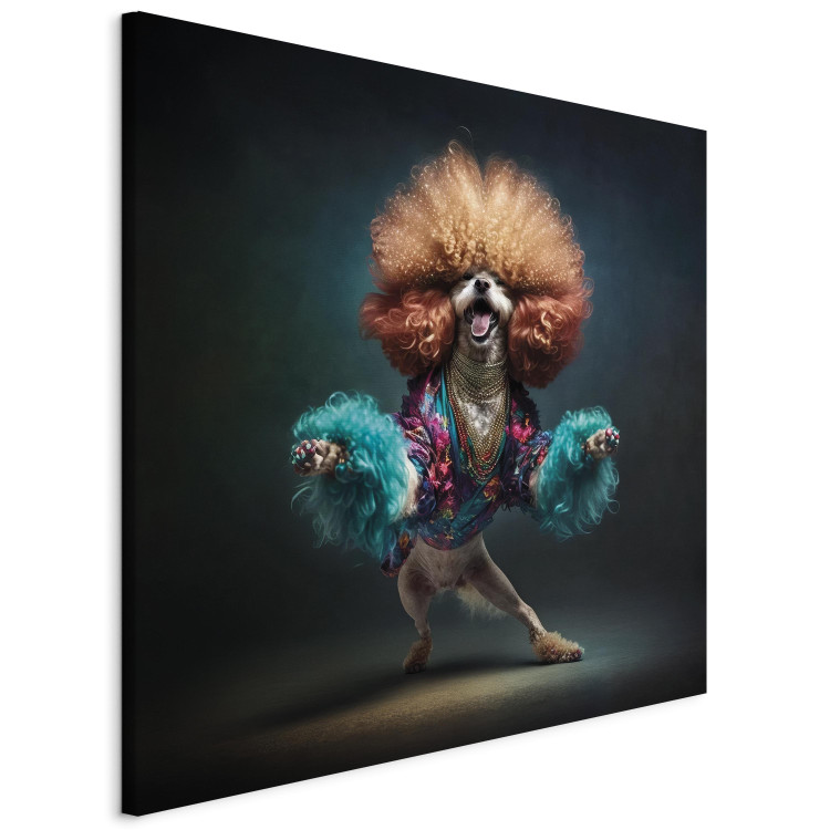 Canvas Print AI Dog Doodle - Disco Dancing Animal With Afro - Square 150239 additionalImage 2