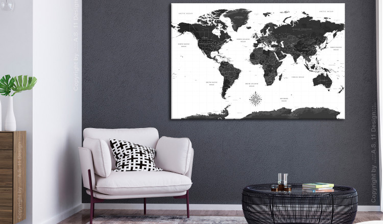 Large canvas print Black and White Map [Large Format] 150839 additionalImage 5