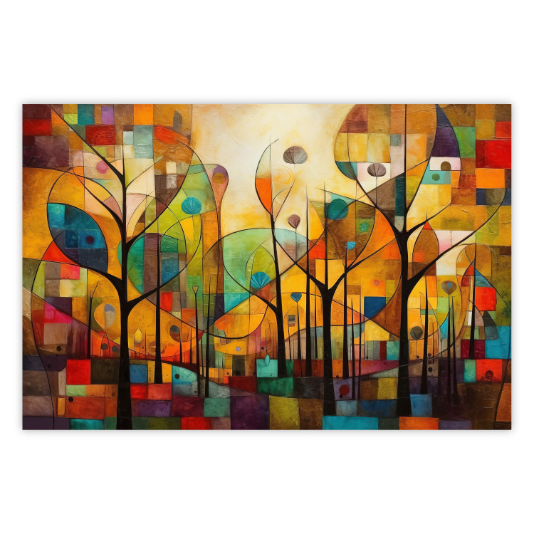 Wall Poster Colored Forest - A Geometric Composition Inspired by Klimt’s Style 151139