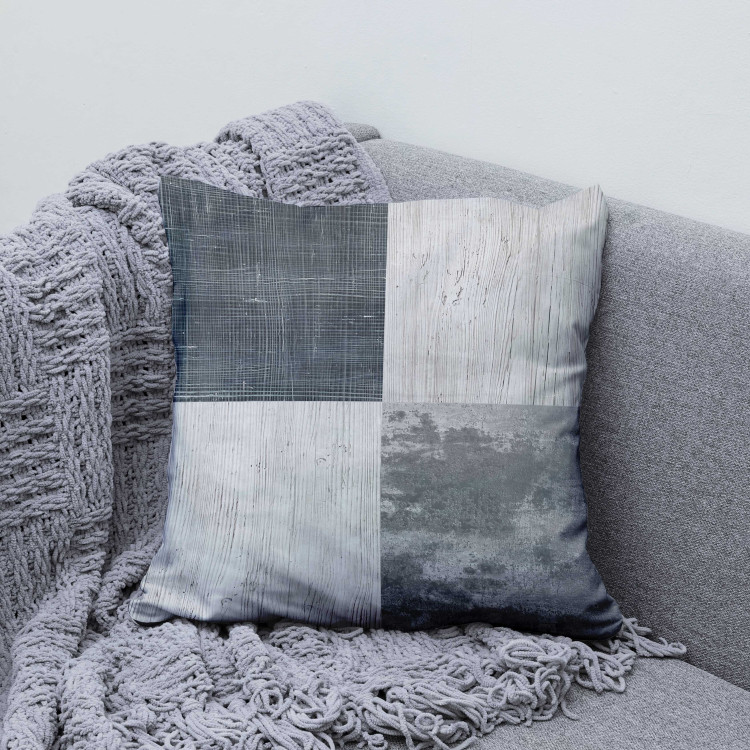 Decorative Microfiber Pillow Grey Squares - Geometric Composition With Different Textures 151339 additionalImage 2