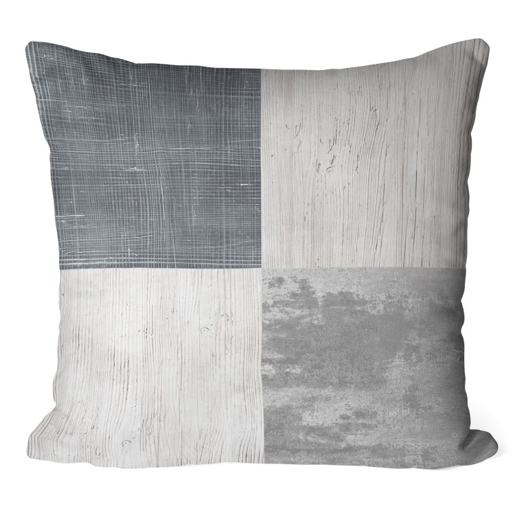 Decorative Microfiber Pillow Grey Squares - Geometric Composition With Different Textures 151339