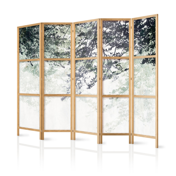 Folding Screen Labyrinth Tree - Branches With Leaves on a Light Background II [Room Dividers] 152039 additionalImage 5