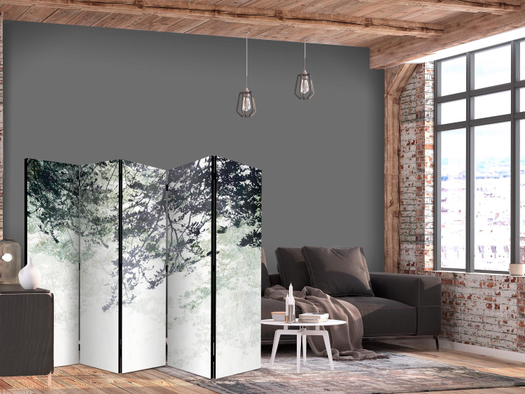 Folding Screen Labyrinth Tree - Branches With Leaves on a Light Background II [Room Dividers] 152039 additionalImage 4