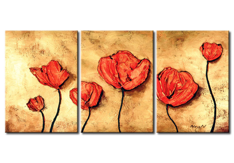 Canvas Art Print Poppies on gold 47039