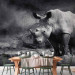 Wall Mural Peace of Animals - Black and white motif of a solitary rhinoceros on the savannah 61339 additionalThumb 6