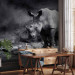 Wall Mural Peace of Animals - Black and white motif of a solitary rhinoceros on the savannah 61339 additionalThumb 4