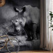 Wall Mural Peace of Animals - Black and white motif of a solitary rhinoceros on the savannah 61339 additionalThumb 7